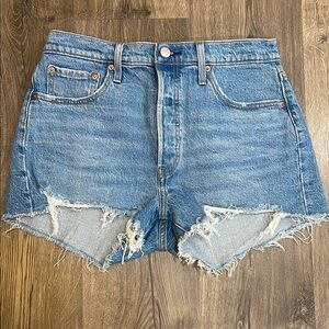 Levi Strauss & Co Denim Blue Distressed Women Shorts
